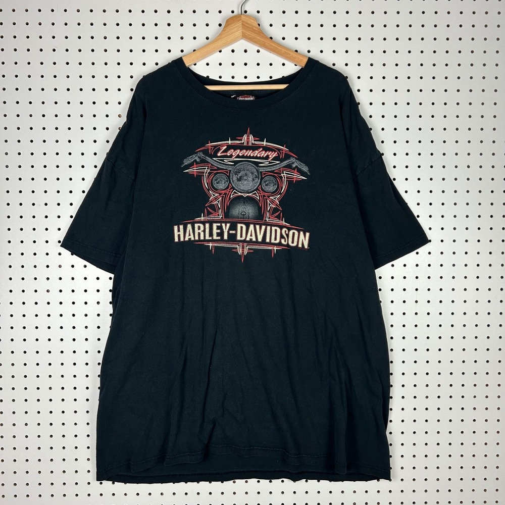 Harley Davidson Northern Lights Arbor Vitae WI Graphic T-Shirt Black 2XL‎ Flames